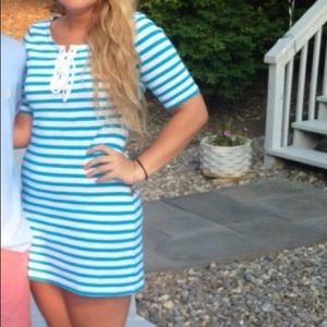 BLUE & WHITE STRIPE TIGHT DRESS